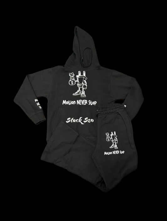 Motion NEVER Stop Stack Szn Black Sweatshirt & Sweatpants Set